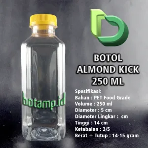 botol almon kotak 250ml kuning