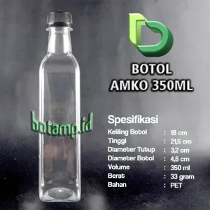 botol amko 350ml tutup hitam