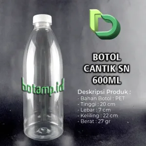 botol cantik 600ml tutup putih