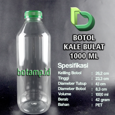 botol kale 1 liter bulat tutup hijau