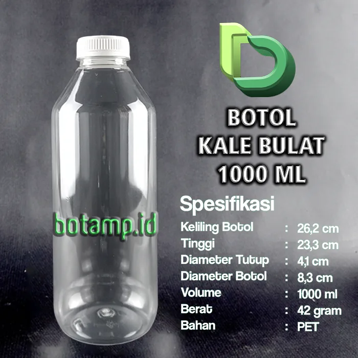 botol kale 1 liter bulat tutup putih