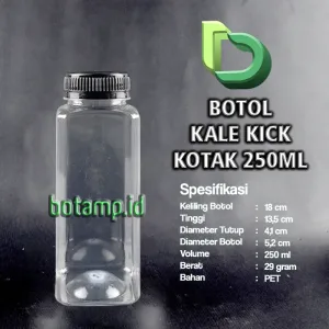 botol kale kick 250ml tutup hitam