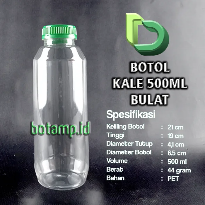 botol kale bulat 500ml tutup hijau