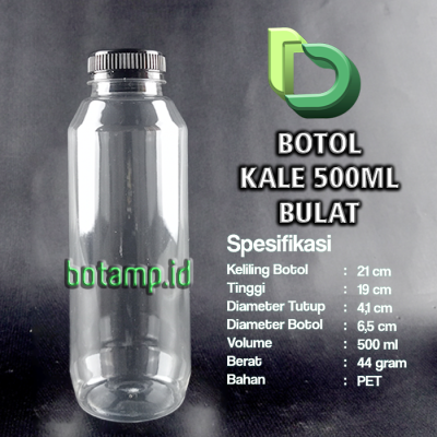 botol kale bulat 500ml tutup hitam