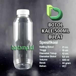 botol kale bulat 500ml tutup putih