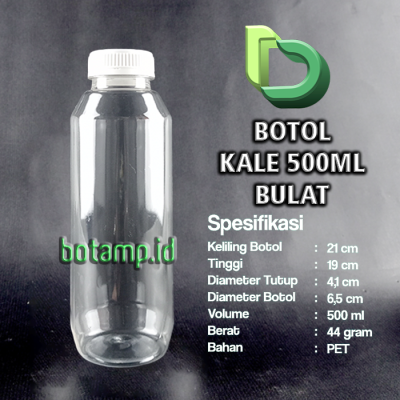 botol kale bulat 500ml tutup putih