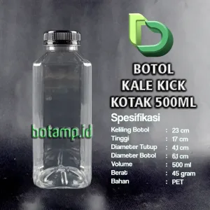 botol kale kotak 500ml tutup hitam