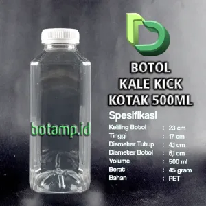 botol kale kotak 500ml tutup putih