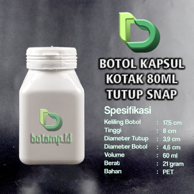 botol kapsul kotak 80ml putih