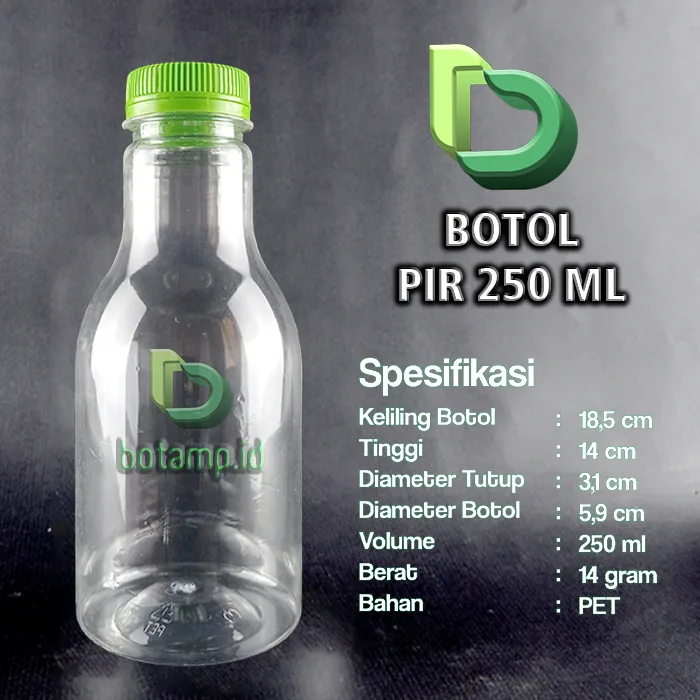 botol pir 250ml tutup hijau