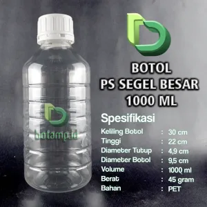 botol ps 1000ml segel besar bening