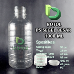 botol ps 1000ml segel besar set tutup