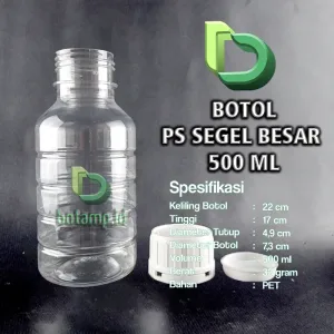 botol ps 500ml segel besar set tutup