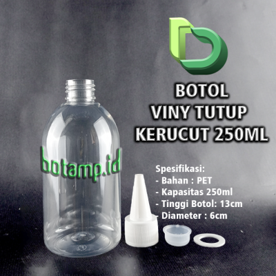 Botol Vini 250ml tutup kerucut