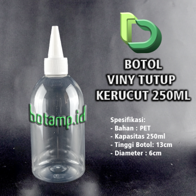 botol vini 250ml tutup kerucut