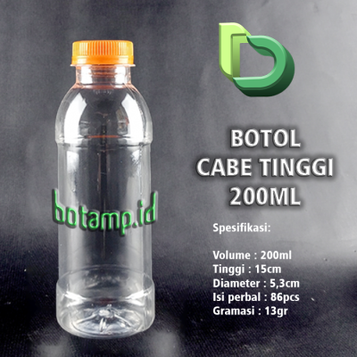 botol cabe 200ml tinggi