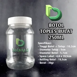 toples bulat 250ml bulat putih