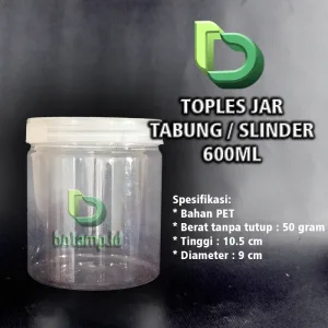 toples jar tabung slinder 600ml