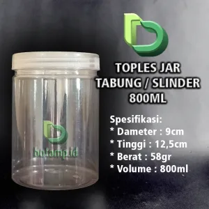 toples jar tabung slinder 800ml