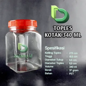 toples kotak 340ml merah samping