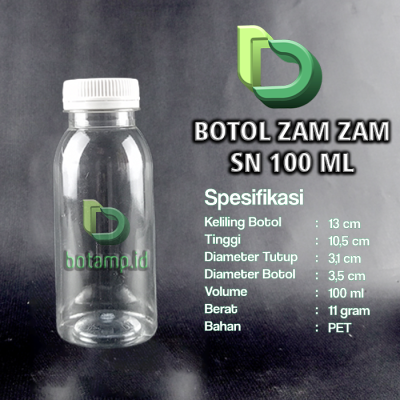 botol zam zam 100ml sn putih