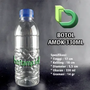 botol aqua amdk 330ml biru
