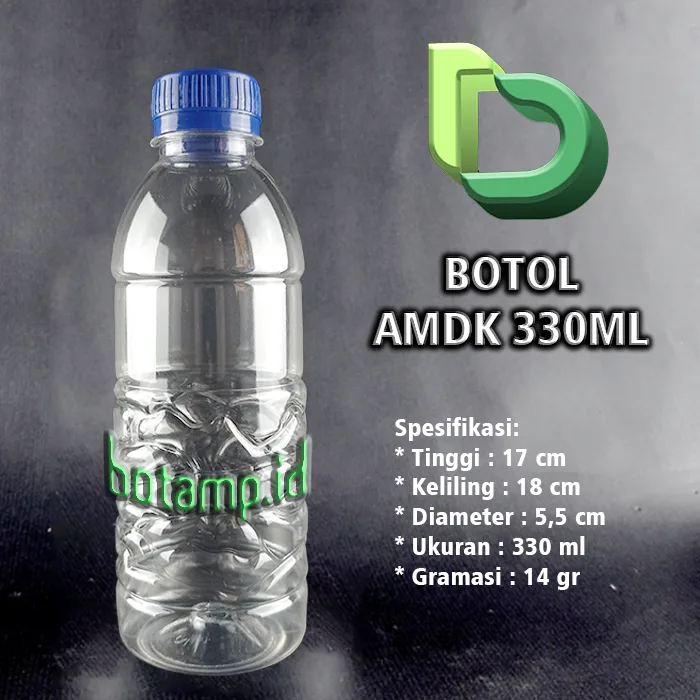 botol aqua amdk 330ml biru